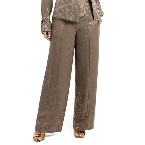 NEW JONATHAN SIMKHAI SNAKE PRINT WIDE LEG PANTS